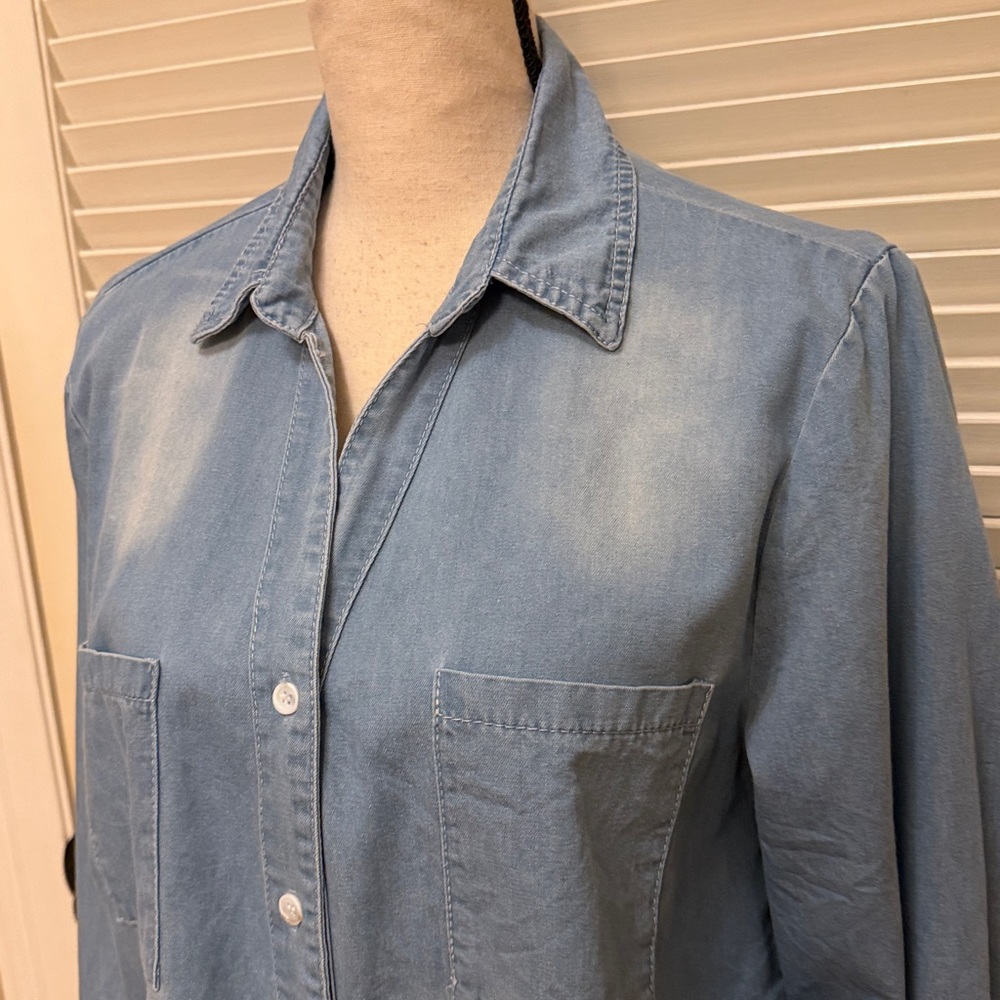 Zilcremo Denim Shirt Dress in Light Wash, Size Large, EUC - Picture 8 of 17